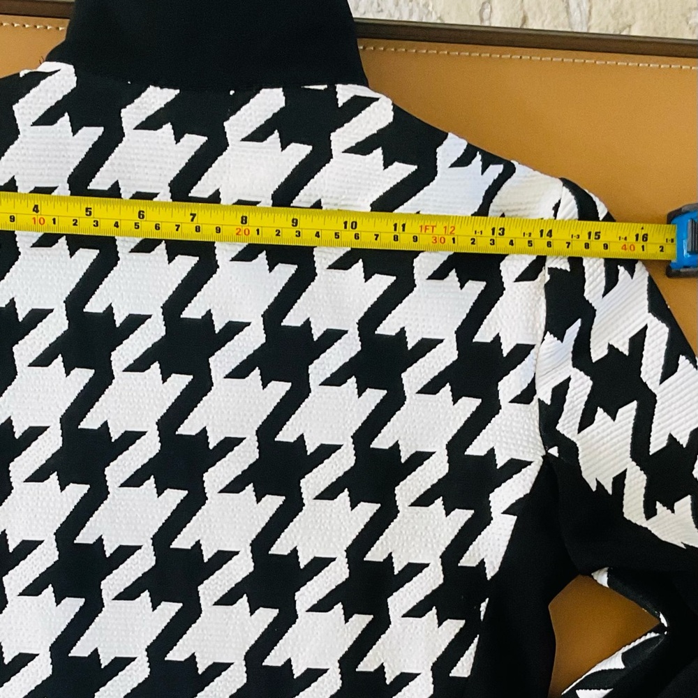 Joseph Ribkoff Veston Textured Black and White Houndstooth Jacket, - Picture 8 of 11